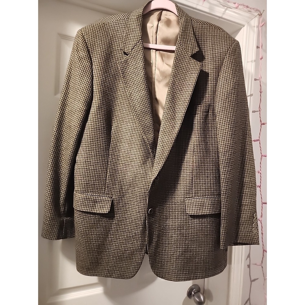Vintage Christian Brooks Tweed Blazer Jacket Sport Coat Mens 44R Wool Brockman's